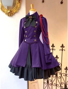 Gorgeous detailed Vintage Gothic Witch Renaissance Cosplay Dress in Blue Wine, Black or Purple