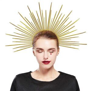 Mary Halo Goddess Crown Headband with Zip Ties in Gold Black or Silver