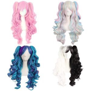 Multi-color Lolita Long Cosplay Wig with Curly Clip on Ponytails (more colors available