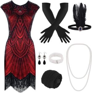 Classic flapper dresses costumes with accessories